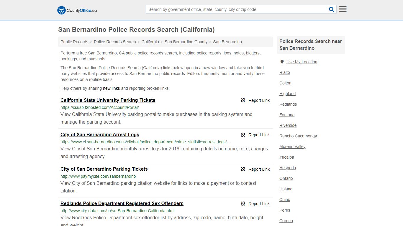 San Bernardino Police Records Search (California) - County Office
